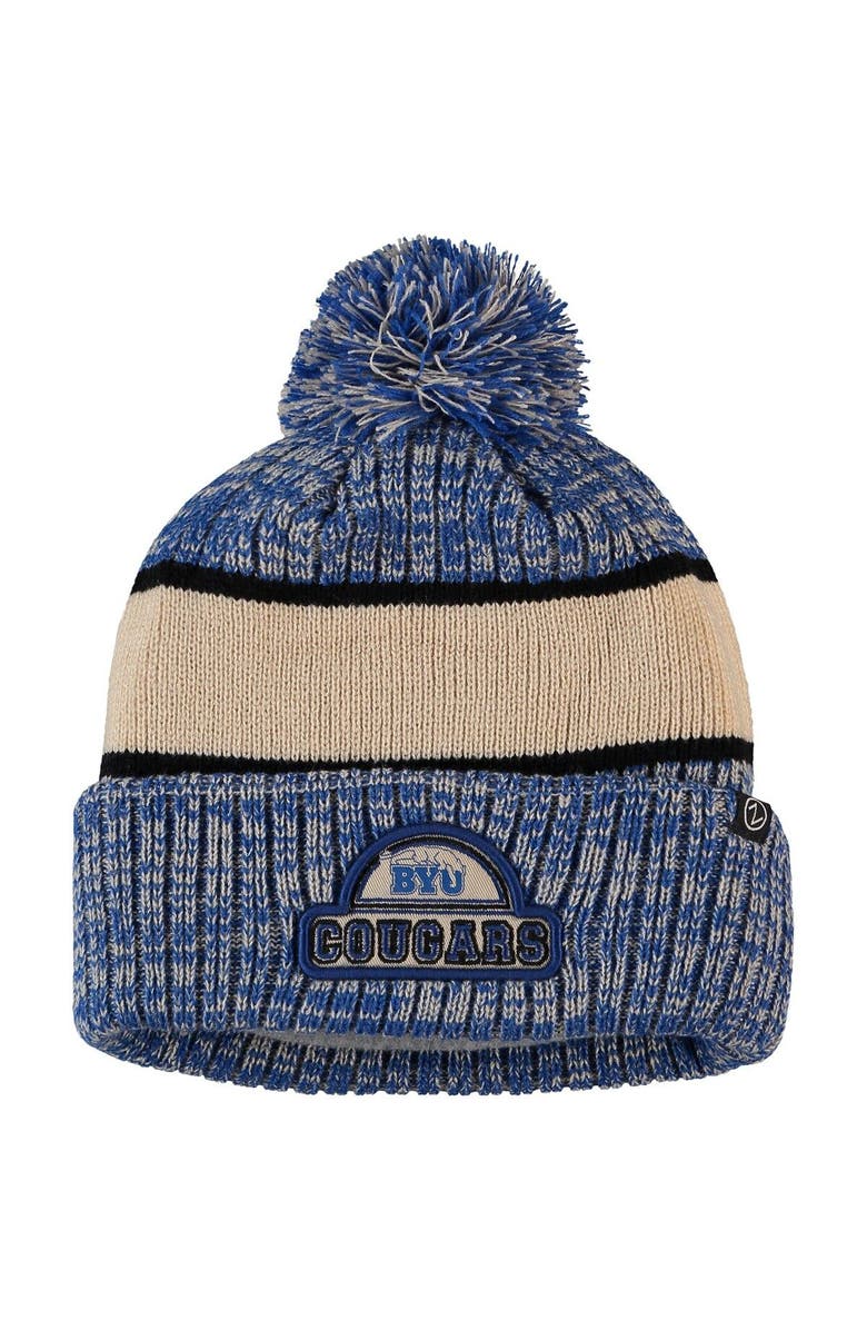 ZEPHYR Men's Zephyr Royal/Cream BYU Cougars Brighton Cuffed Knit Hat with Pom, Main, color, 