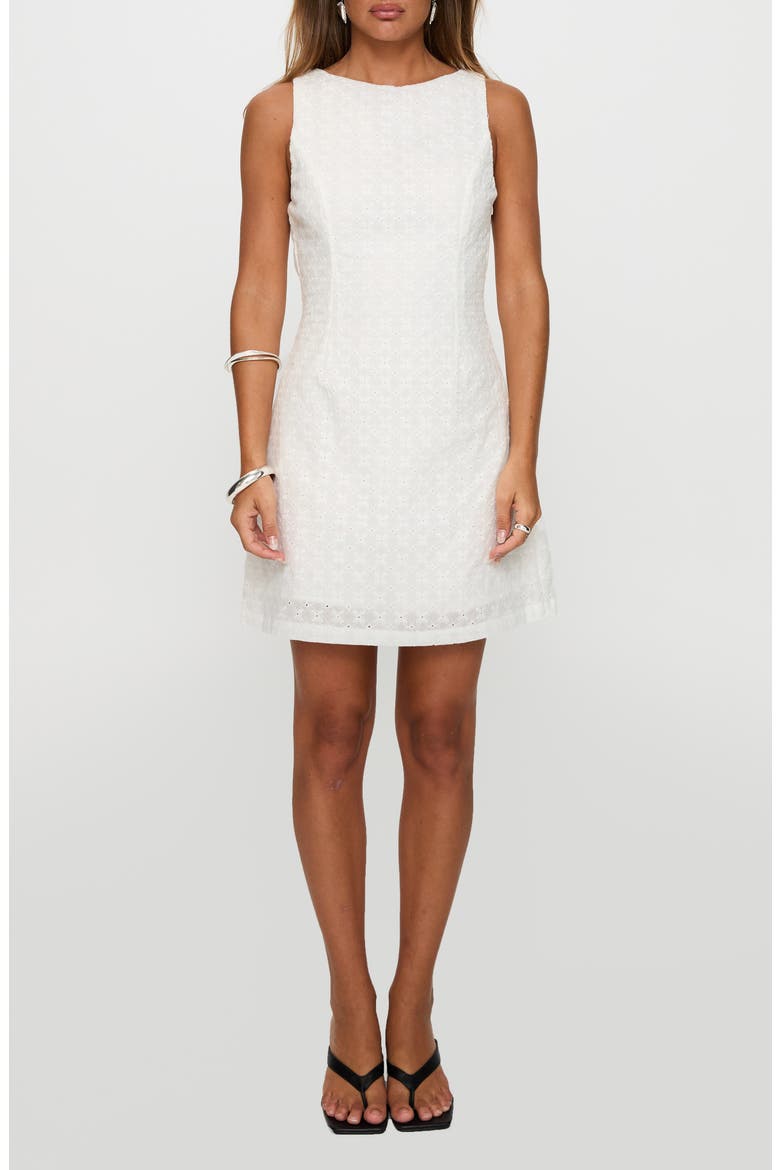 Pacie Broderie Cotton Minidress, Main, color, WHITE