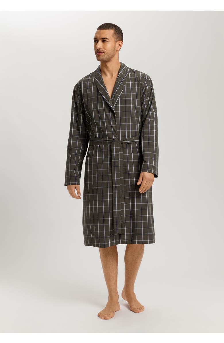 Hanro Night And Day Cotton Shawl Collar Robe, Alternate, color, Urban Check
