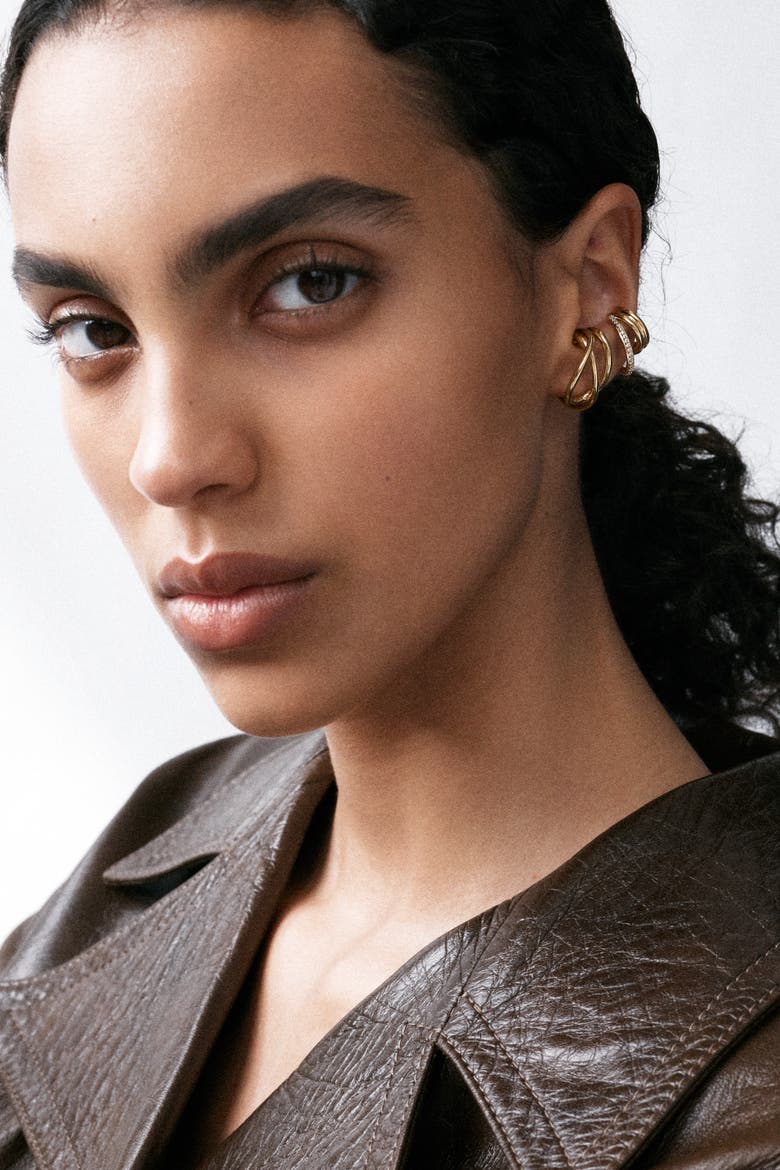 14kt Gold Vermeil Pavé Concero Ear Cuff, Alternate, color, Yellow Toned Gold