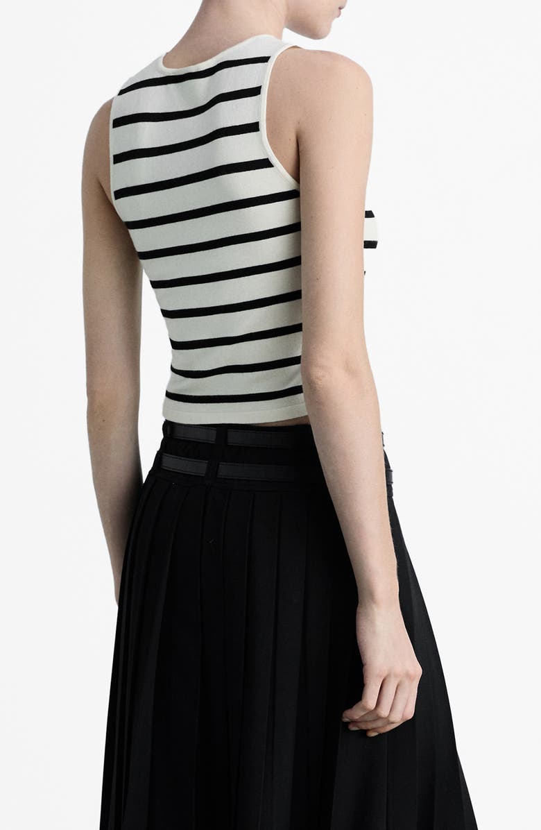MANGO Stripe Knit Crop Tank, Alternate, color, Black