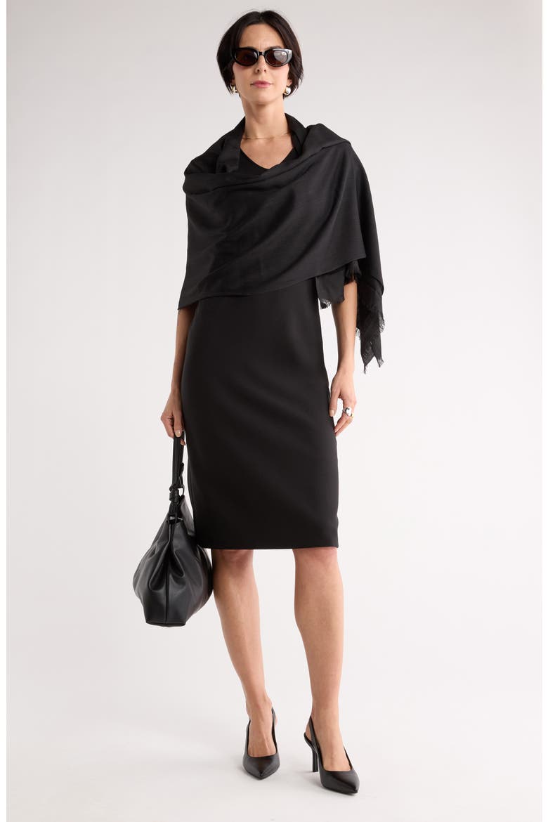 Eyelash Wrap Scarf, Alternate, color, BLACK