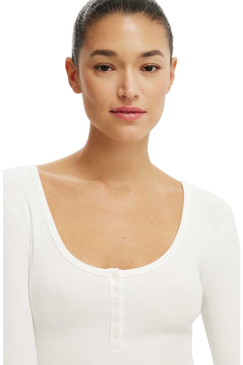 Women's Blake Scoop Henley Long Sleeve, Alternate, color, Vintage White