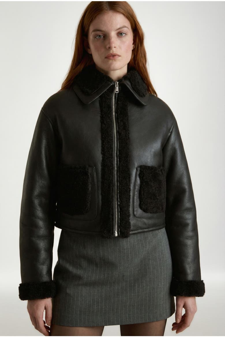Julia Shearling Jacket, Main, color, Black