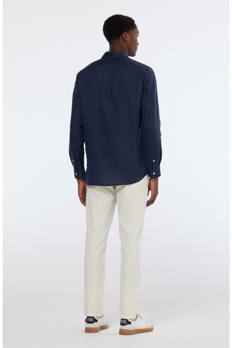 Linen Button-Down Shirt, Alternate, color, NIGHT