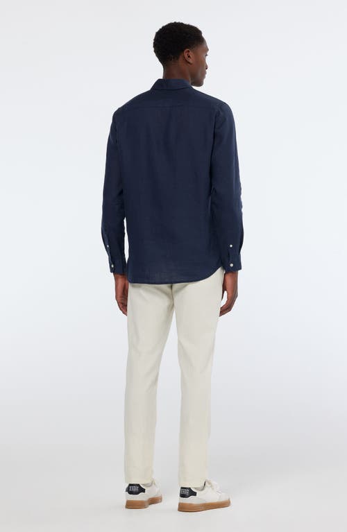 Scotch & Soda Linen Button-down Shirt In Night
