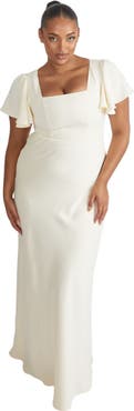 Six Stories Square Neck Crepe Bridesmaid Dress