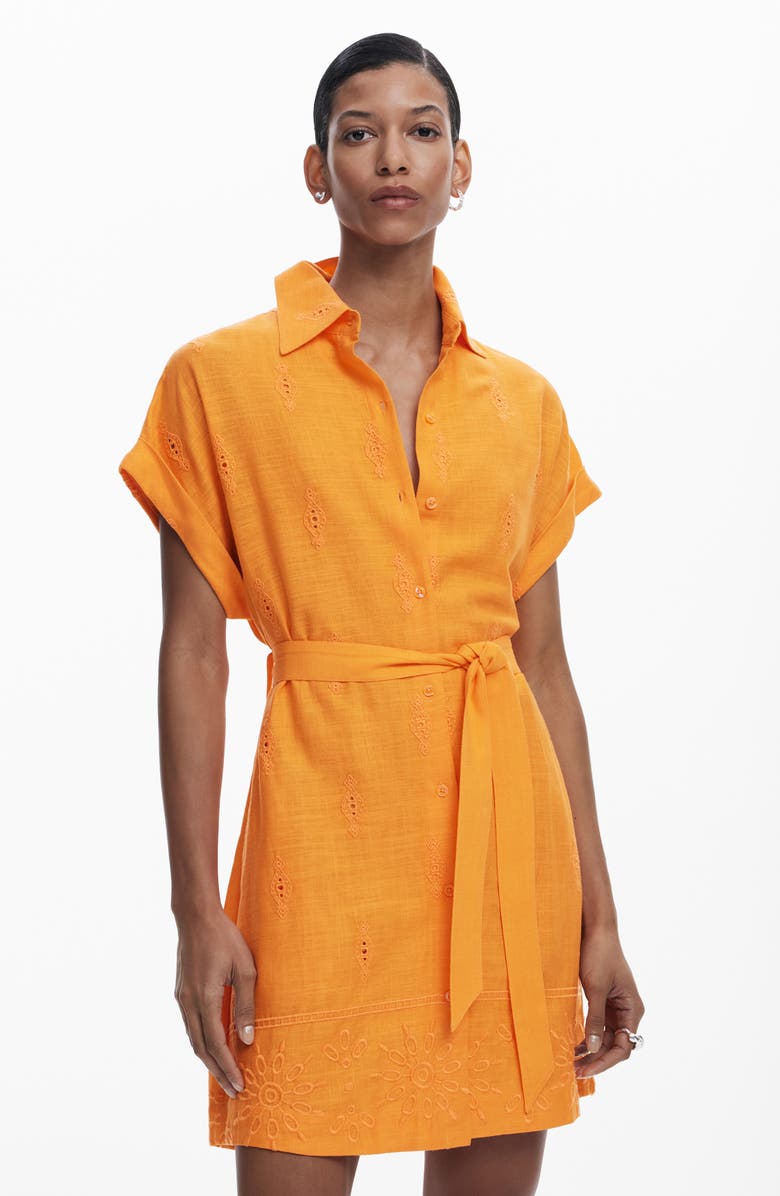 Desigual Short Sleeve Mini Shirtdress, Alternate, color, 