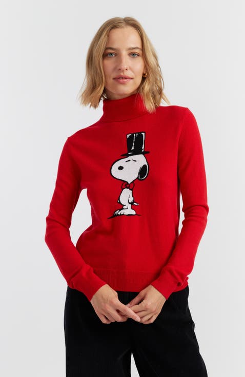 Wool-Cashmere Top Hat Snoopy Sweater