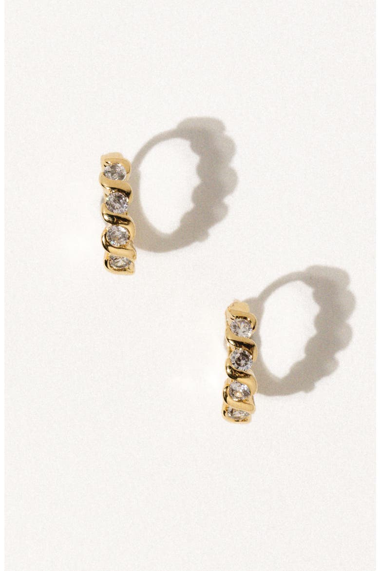Loxley Cubic Zirconia Huggie Hoop Earrings, Alternate, color, GOLD