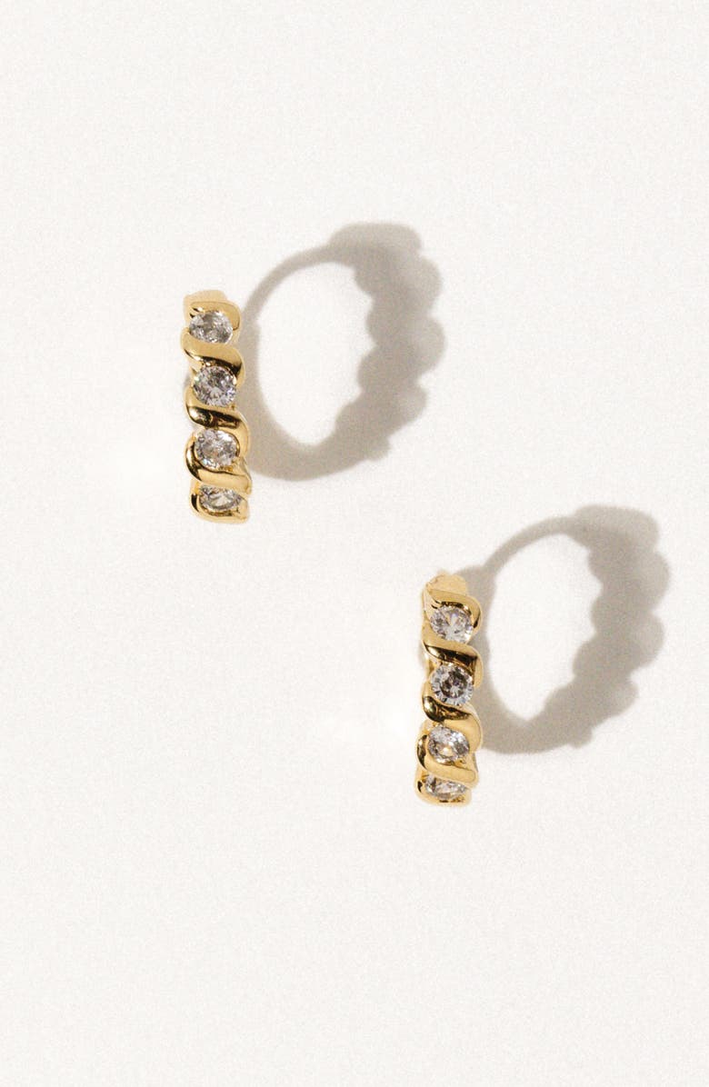 Child of Wild Loxley Cubic Zirconia Huggie Hoop Earrings, Alternate, color, Gold