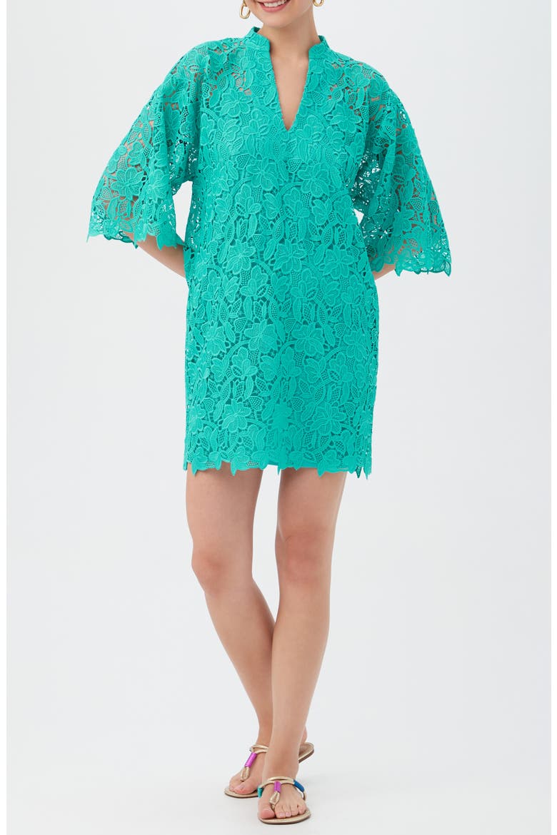 La Piazzeta Lace Shift Minidress, Main, color, OCEANO