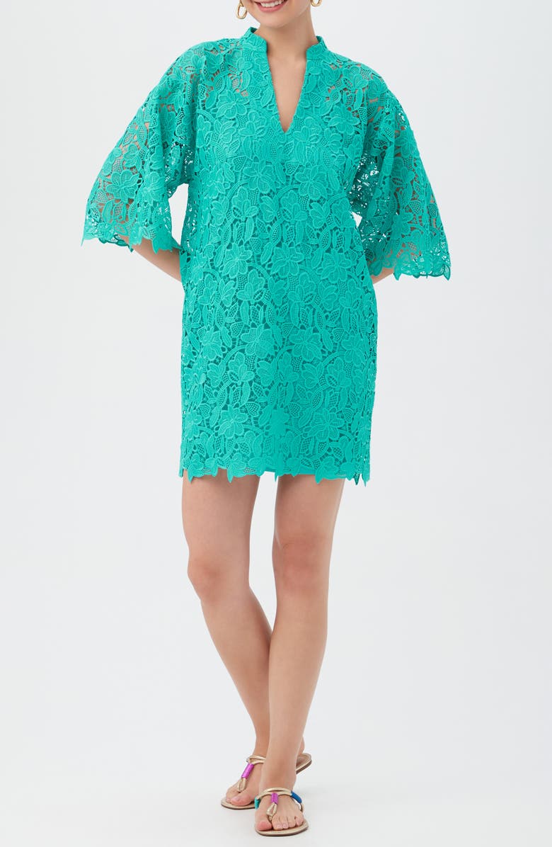 Trina Turk La Piazzeta Lace Shift Minidress, Main, color, Oceano