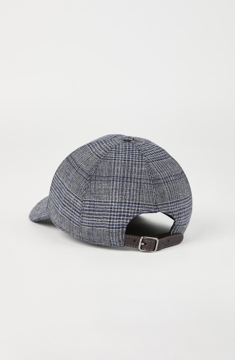 Brunello Cucinelli Prince of Wales baseball cap, Alternate, color, Grey