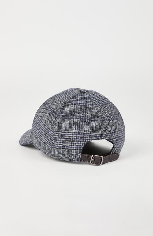 Brunello Cucinelli Prince Of Wales Check Baseball Cap In Gray
