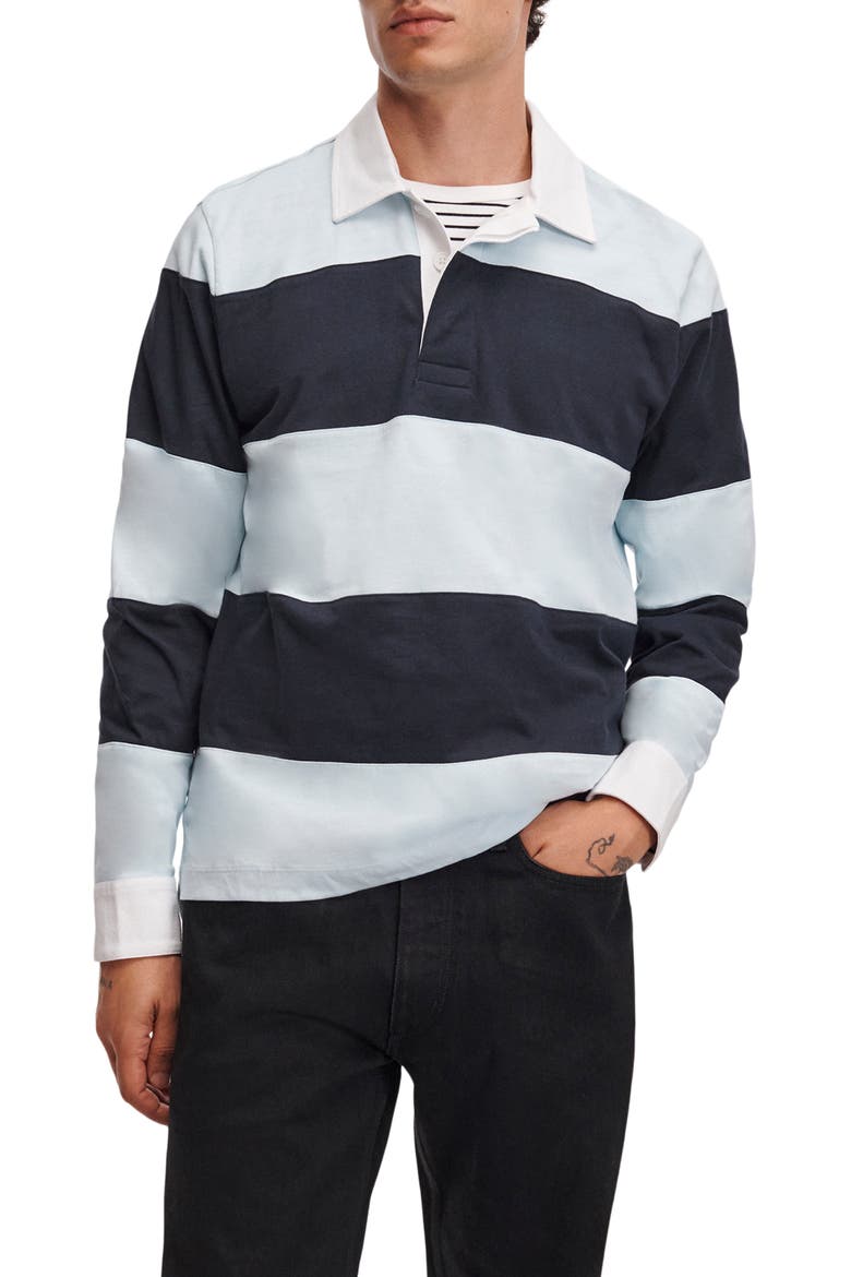Striped Cotton Rugby Shirt, Main, color, LTBLM