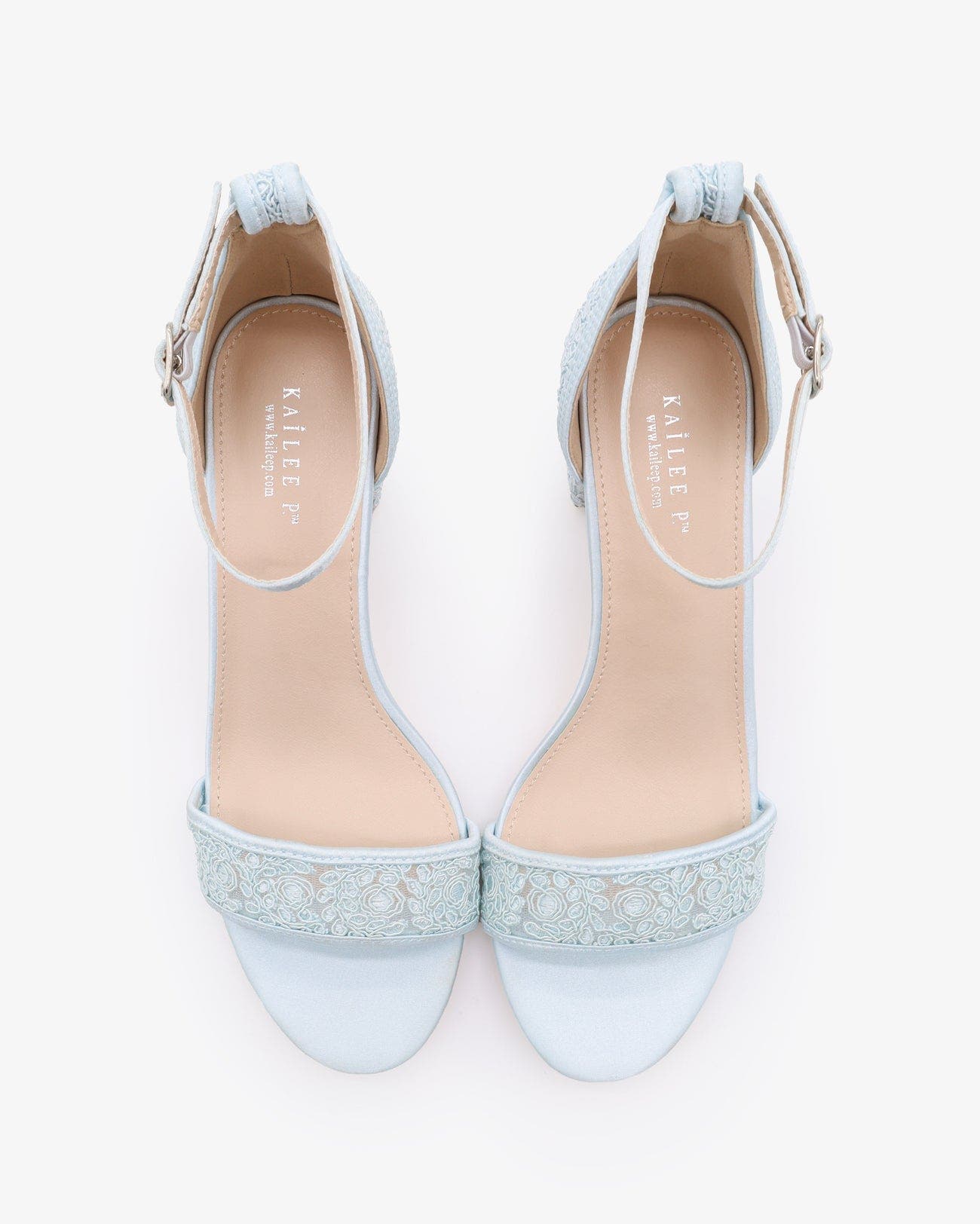 Kailee P Jackie Crochet Lace Block Heel Wedding Sandals, Alternate, color, Light Blue