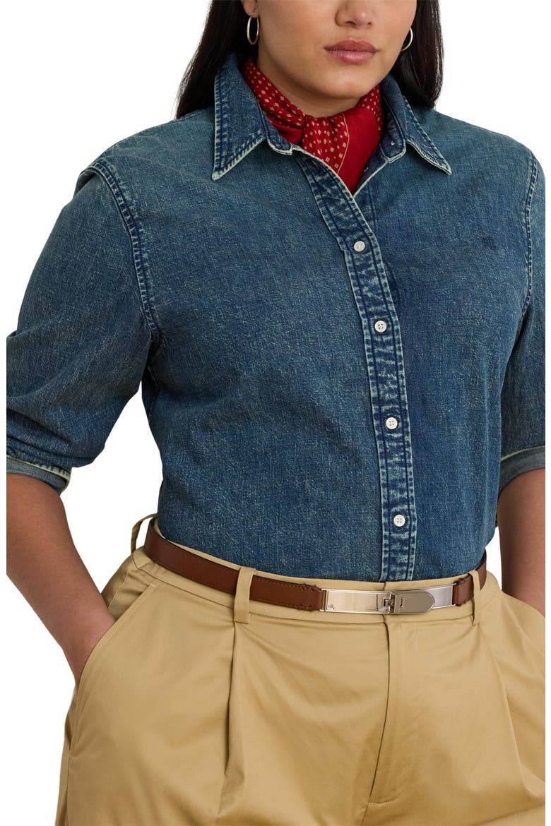 Classic Fit Denim Button-Up Shirt, Main, color, HAZE WASH
