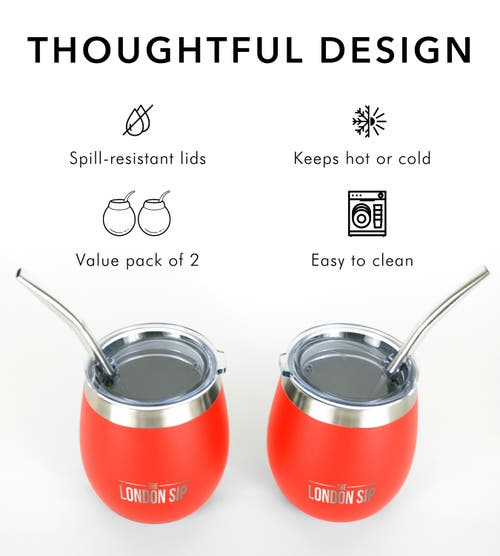 London Sip Yerba Mate Cup Set 8oz In Orange