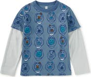 Tea Collection Printed Layered Sleeve Tee