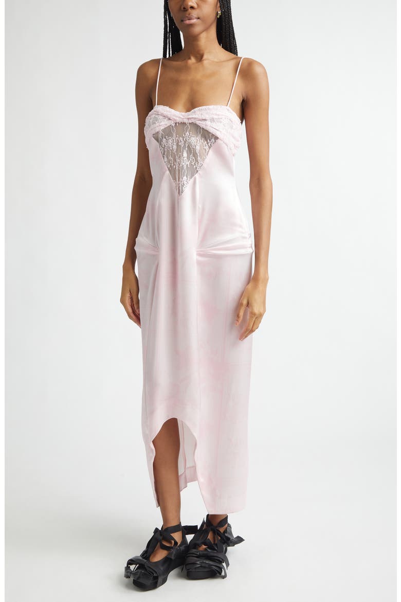 Prima Satin & Lace Column Gown, Alternate, color, PINK PICNIC