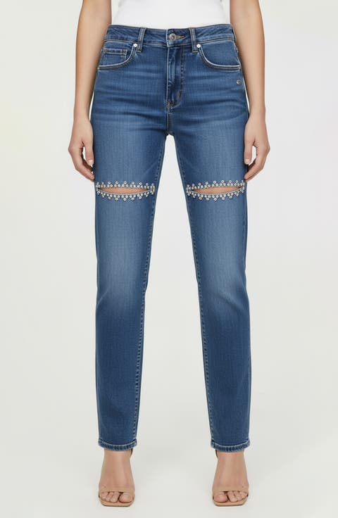 The Bling Slit Straight Leg Jeans