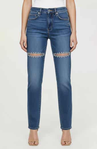 bebe The Bling Slit Straight Leg Jeans
