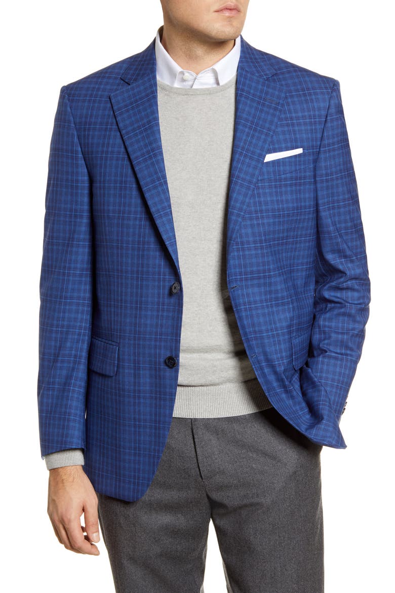 Classic Fit Plaid Wool Sport Coat, Main, color, BLUE