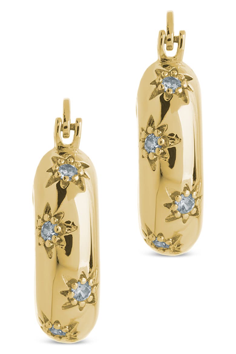 Charleigh Cubic Zirconia Starburst Hoop Earrings, Alternate, color, GOLD