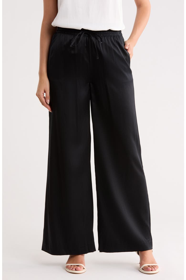 Kayla Stretch Silk Drawstring Pants, Main, color, TRUE BLACK
