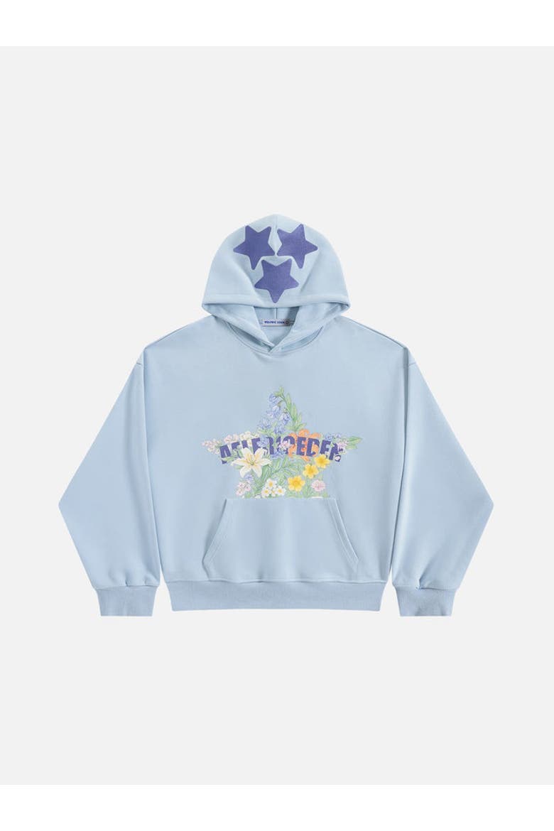Floral Eden Star Pullover Hoodie, Main, color, Blue