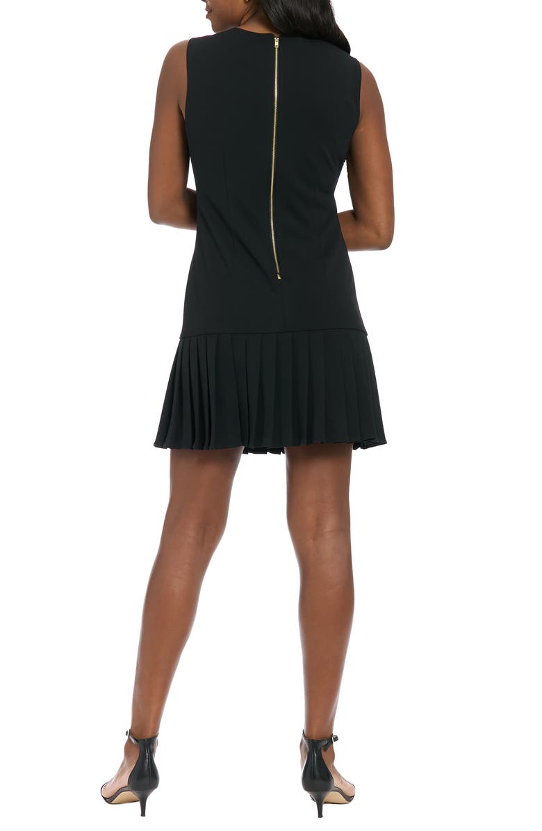 London Times Sleeveless Drop Waist Pleated Dress, Alternate, color, Black
