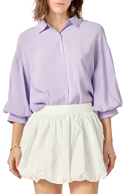 Balloon Sleeve Button-Up Shirt