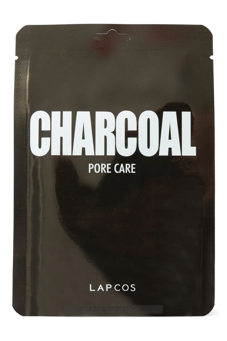 Charcoal Pore Care Sheet Mask, Main, color, BLACK