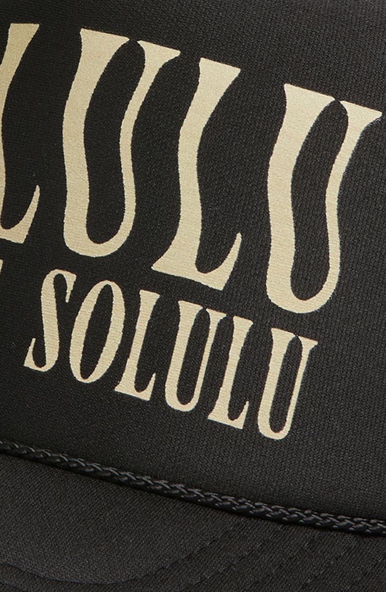 Friday Feelin’ Delulu Is the Solulu Trucker Hat, Alternate, color, Black