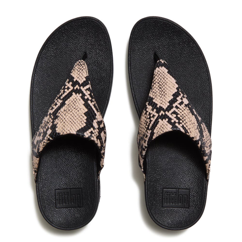 Lulu Snake Toe-Post Sandals, Alternate, color, Hazy Taupe/Black