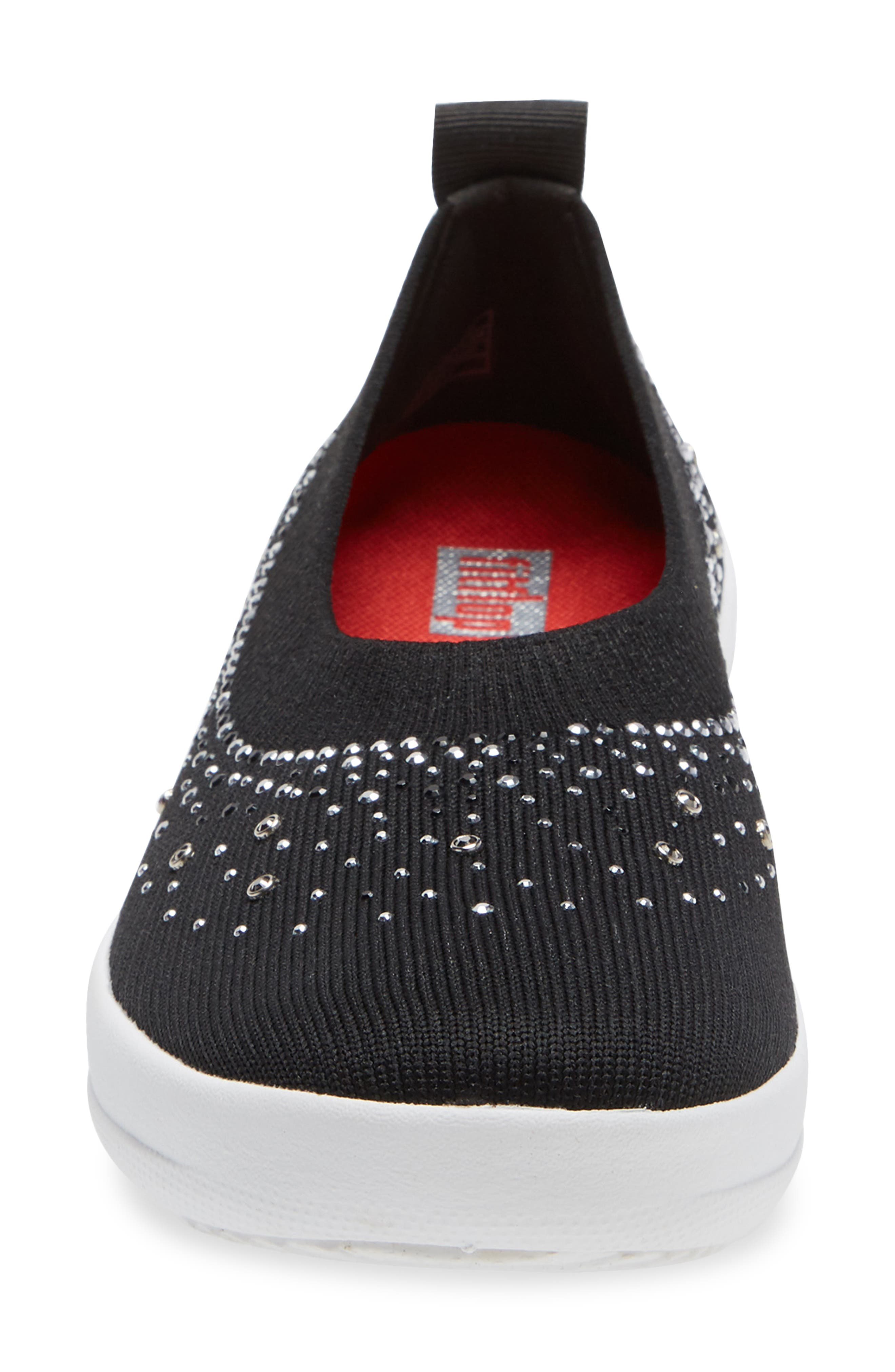 FitFlop Uberknit<sup>™</sup> Crystal Ballerina Slip-On Sneaker, Alternate, color, Black Fabric