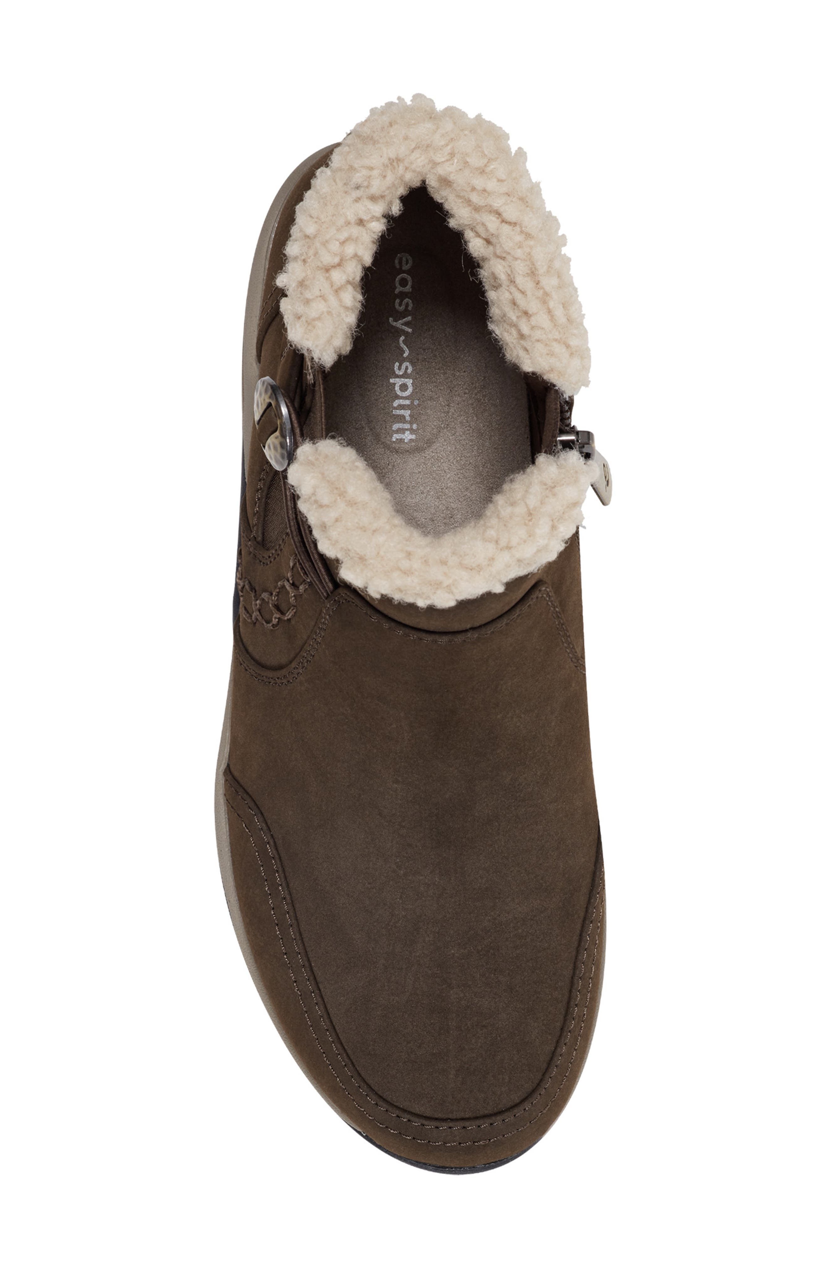 Erique Water Repellent Faux Shearling Lined Bootie, Alternate, color, DARK BROWN