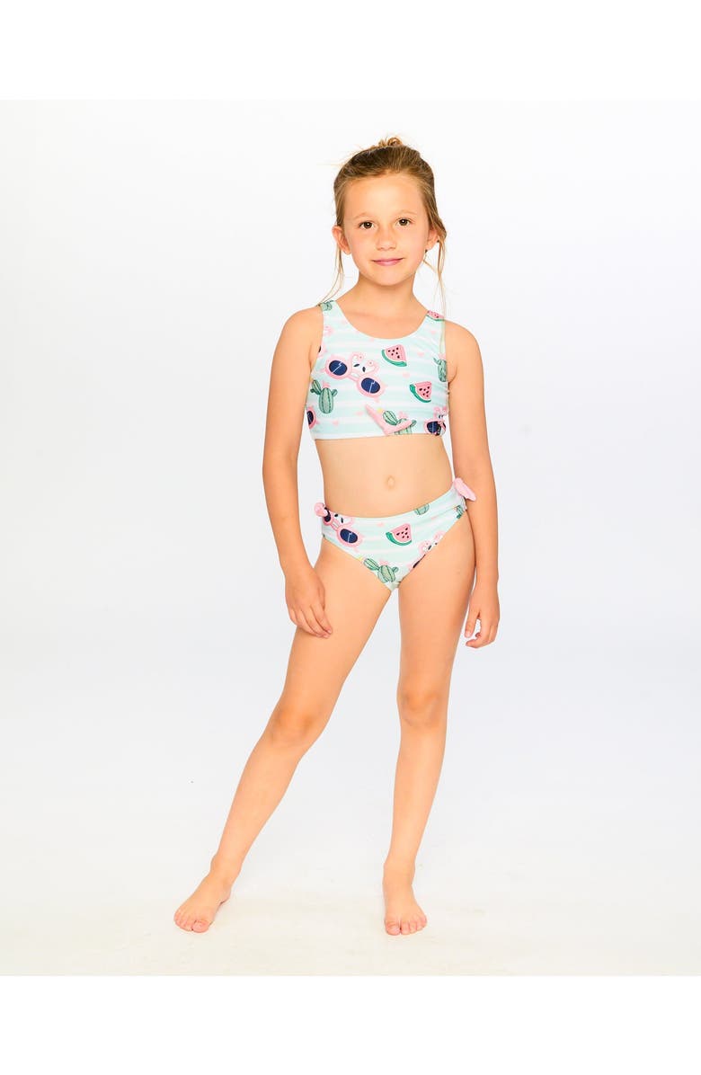 Deux par Deux Two-Piece Flamingo and Cactus Swimsuit, Alternate, color, Blue Flamingo And Cactus Print
