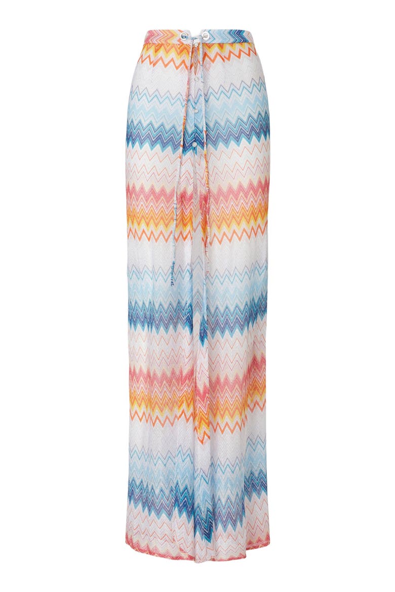 Long Skirt In Zig Zag Lamé Viscose Blend With Drawstring, Alternate, color, Multicoloured