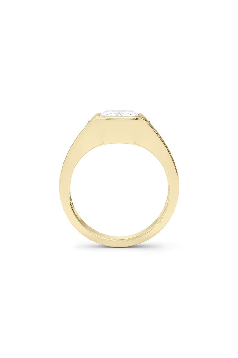 Emerald with Trapezoid Lab Created Diamond Ring, Alternate, color, 3.00 CTW 18K YELLOW GOLD