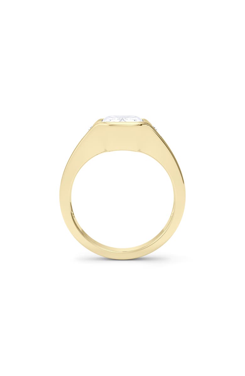 HauteCarat Emerald with Trapezoid Lab Created Diamond Ring, Alternate, color, 2.00Ctw 18K Yellow Gold