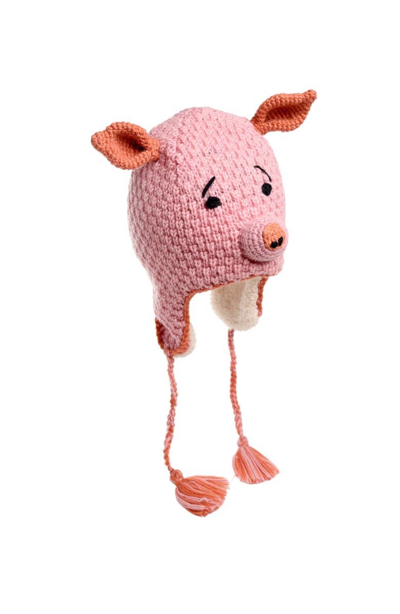 Nirvanna Designs Crochet Piggy Hat, Alternate, color, White