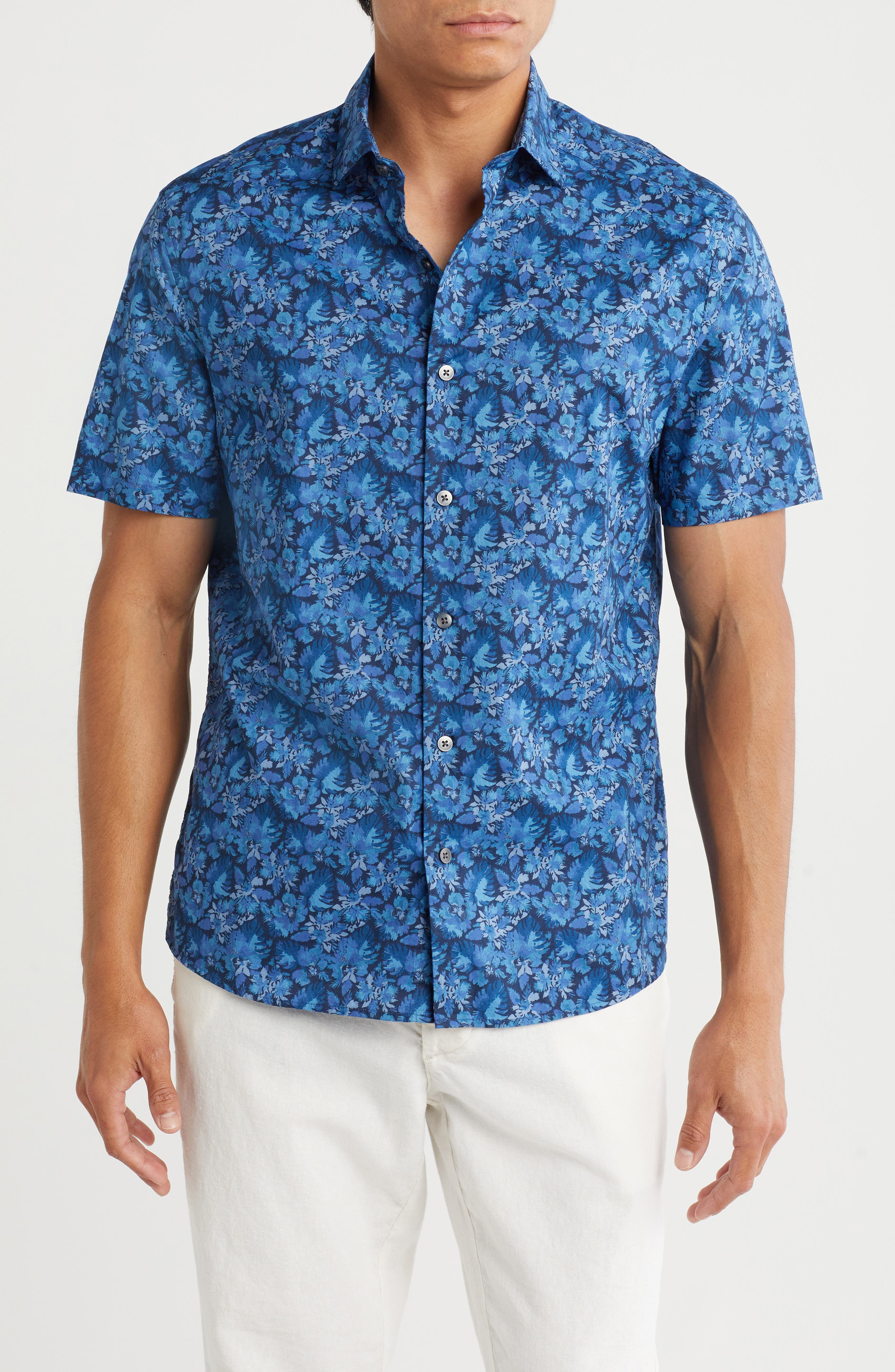WESTZEROONE Diego Short Sleeve Cotton Button-Up Shirt