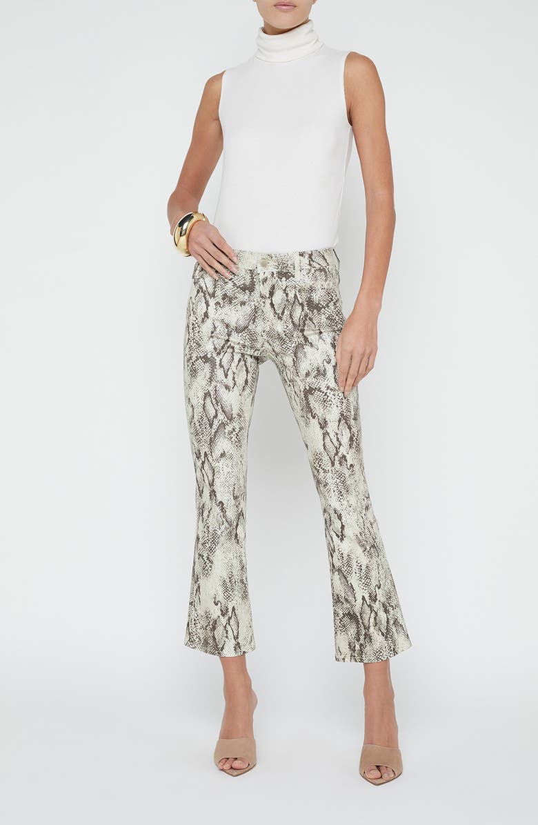 L'AGENCE Tati Mico Crop Bootcut Jeans, Alternate, color, Tan Multi Snake Coated