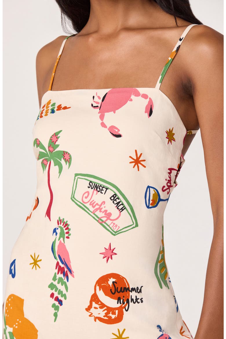 Valencia Sleeveless Flare Minidress, Alternate, color, ISLAND SKETCHBOOK