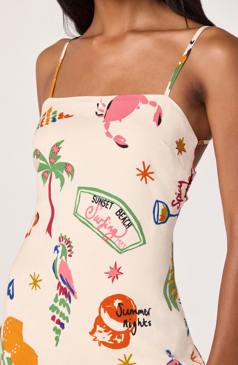 ASTR the Label Valencia Sleeveless Flare Minidress, Alternate, color, Island Sketchbook