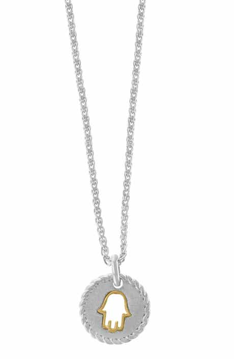 Sterling Silver & 14k Gold Hamsa Pendant Necklace