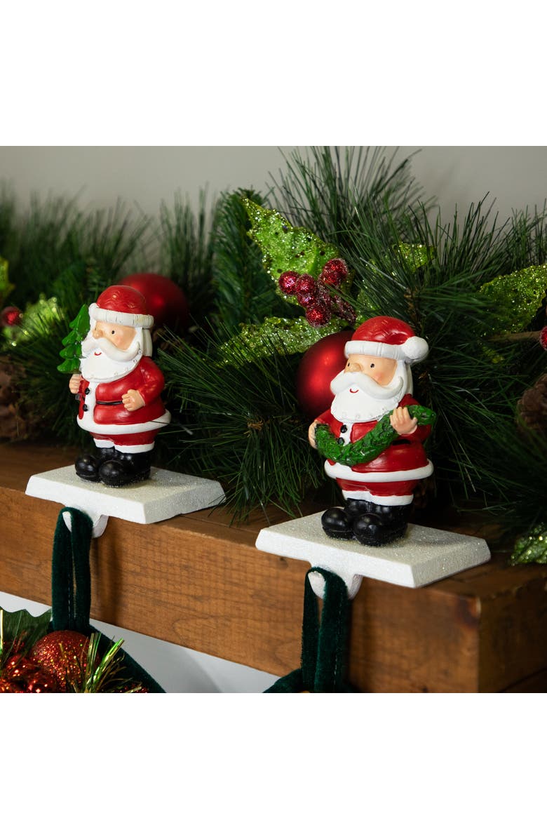 Northlight Santa Claus Christmas Stocking Holders - 4.75" - Set of 2, Alternate, color, Red