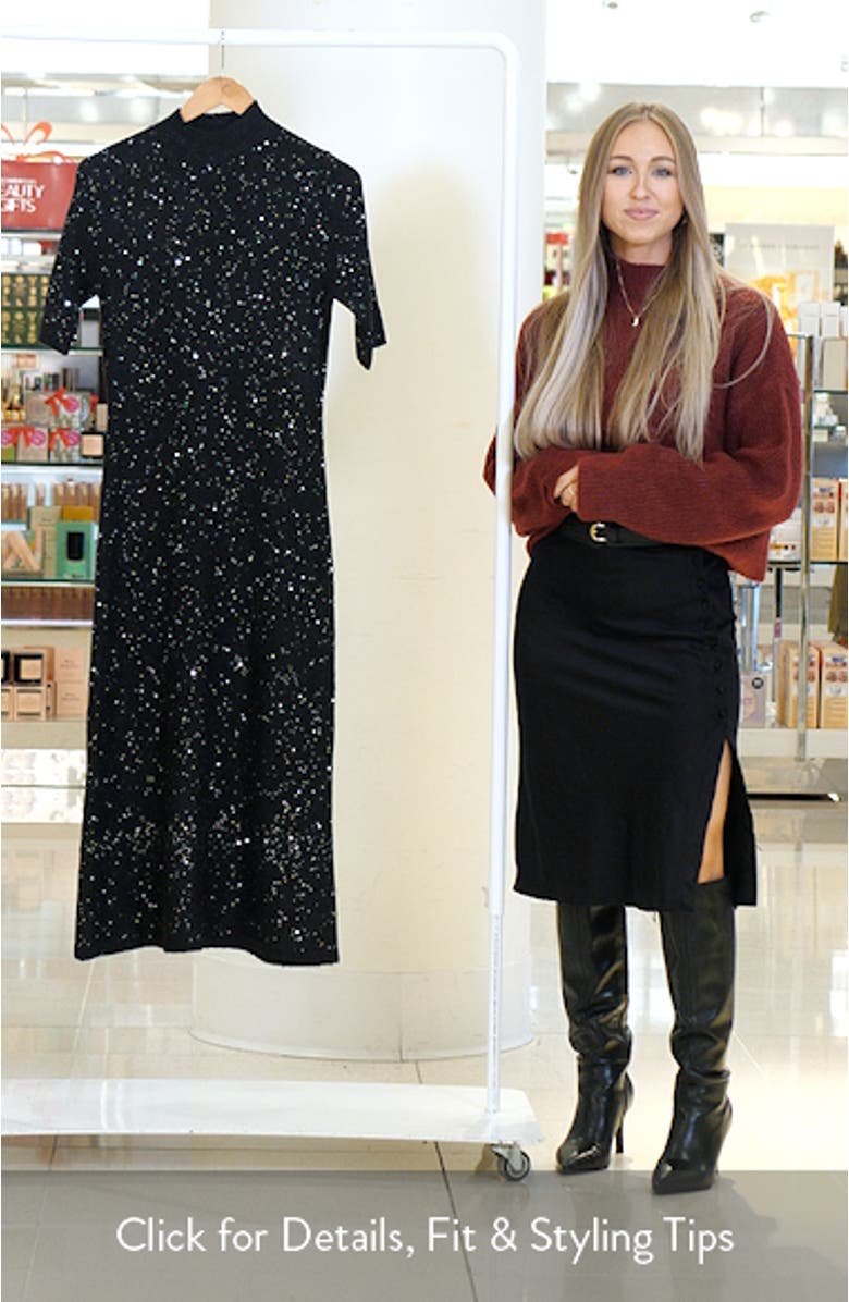 Pernille Sequin Sparkly Midi Sweater Dress, sales video thumbnail